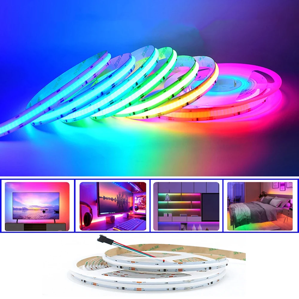 12V 24V RGB Addressable COB LED Strip Full Dream Color RGBIC LED Strip Light WS2811 Pixel Strip Light Colorful for Room Decor