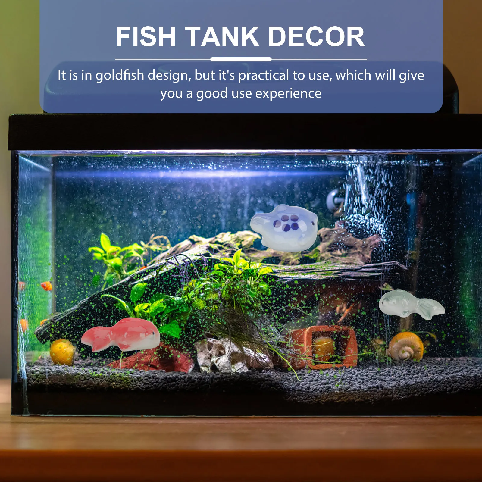 

3Pcs Ceramic Goldfish Decor Floating Aquarium Adorn Cartoon Design Fish Tank Supplies Fish Tank Decors Floating Goldfish Decor
