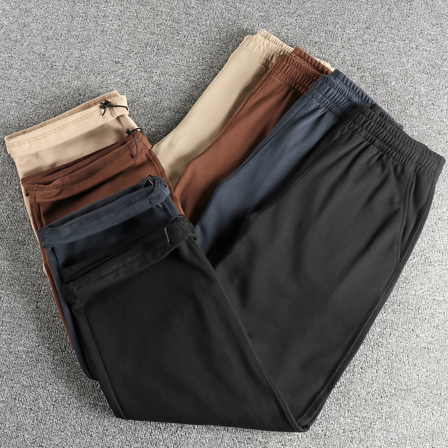 

Autumn And Winter New American Retro Elastic Waist Solid Color Sweatpants Men's Fashion Drawstring Sport Casual Trousers