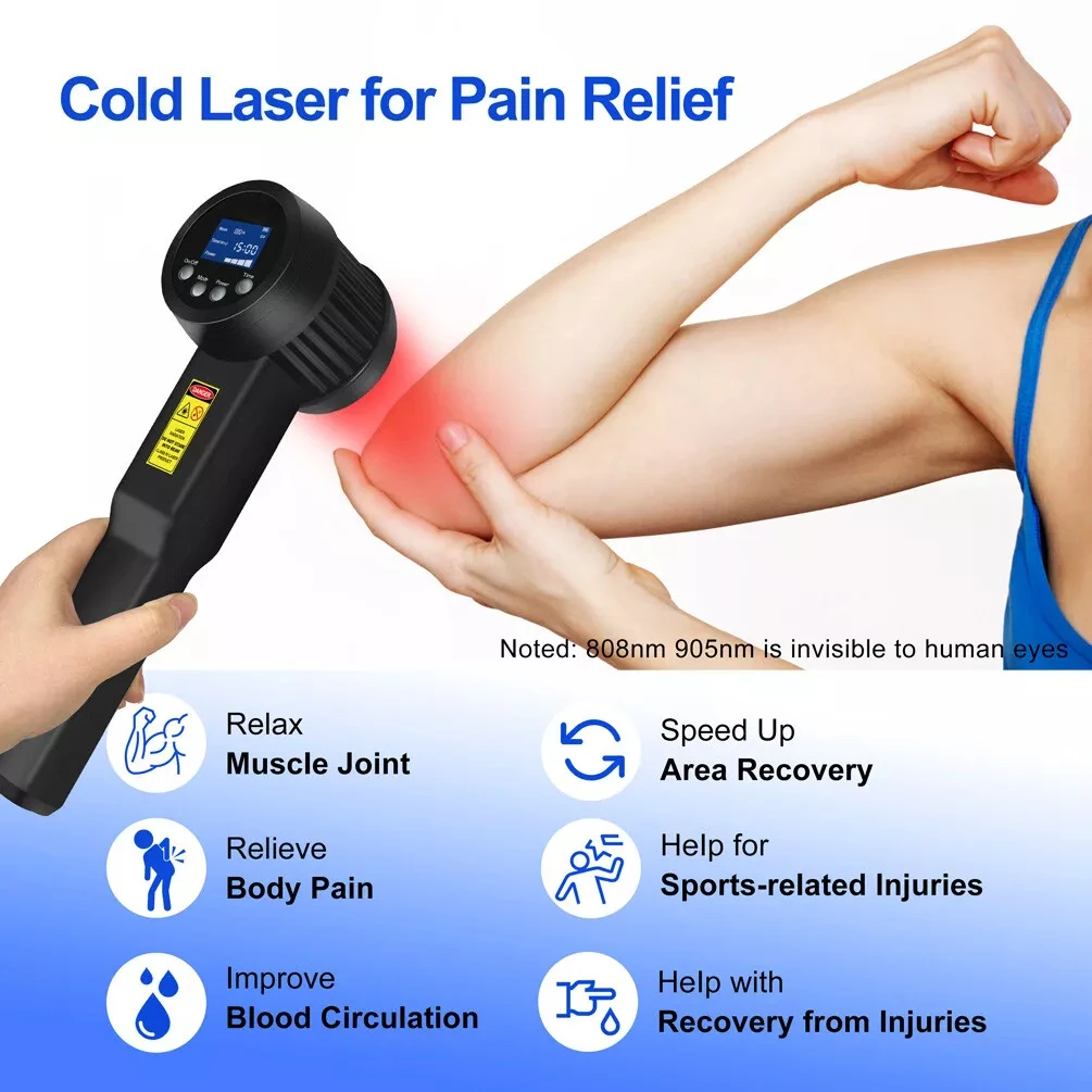 Portable 12W Class 4 Laser Machine 808nm 905nm Infrared Light Therapy for Pain Inflammation Wound Healing Nerve Regeneration