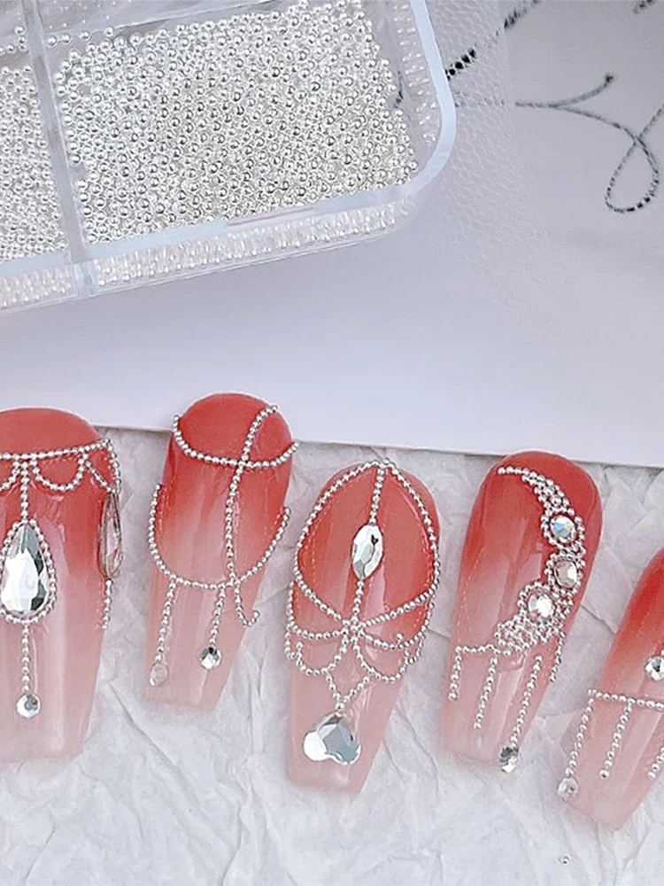 3D Metall Nagel Charms Nail art Dekoration Gold Splitter Punk Nagel Studs Ketten Dekoration Nägel Ball Schmuck Maniküre Zubehör