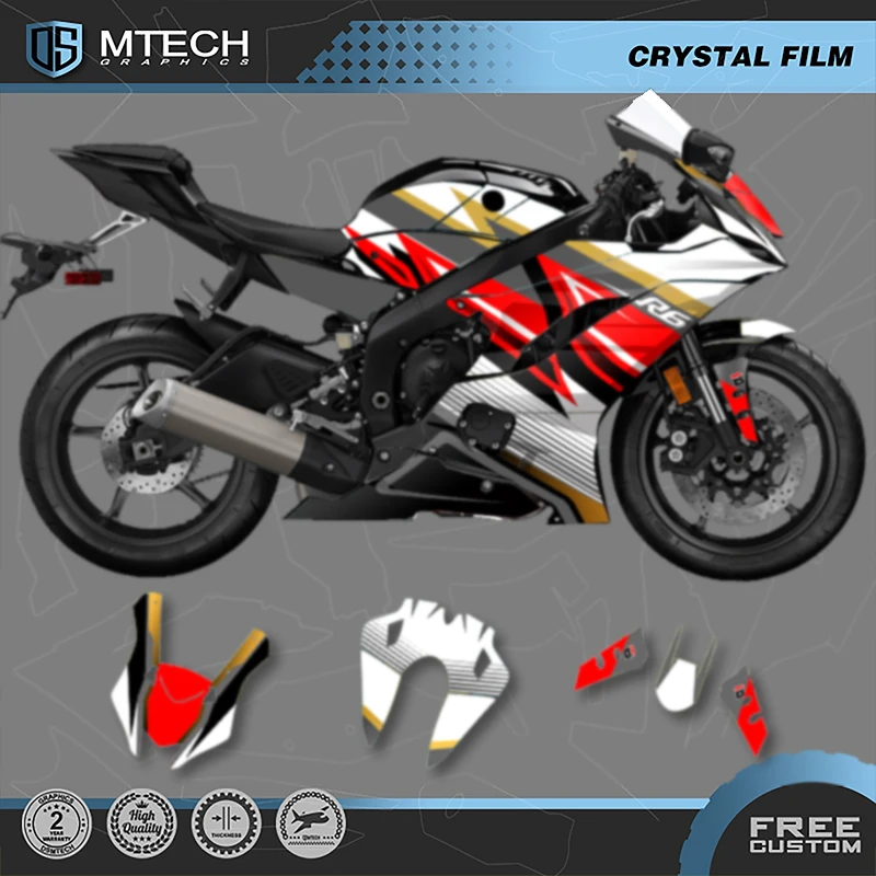 DSMTECH Custom Motorcycle Graphics Enduro Decals Stickers Kits For YAMAHA 2017 2018 2019 2020 2021 R6 002