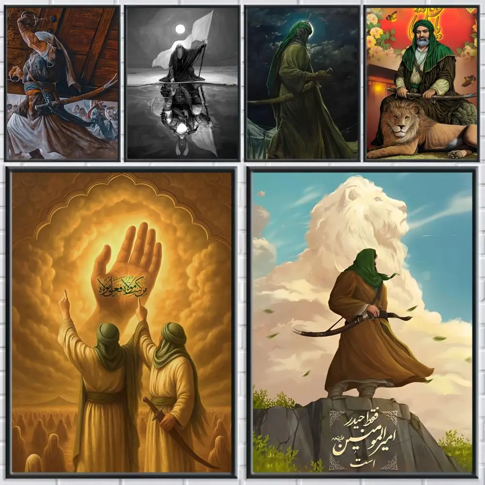 Imam Hussain Shia Ali arte anime pintura caligrafía lienzo cartel habitación decoración de la pared del hogar pintura espacios artísticos antiarrugas