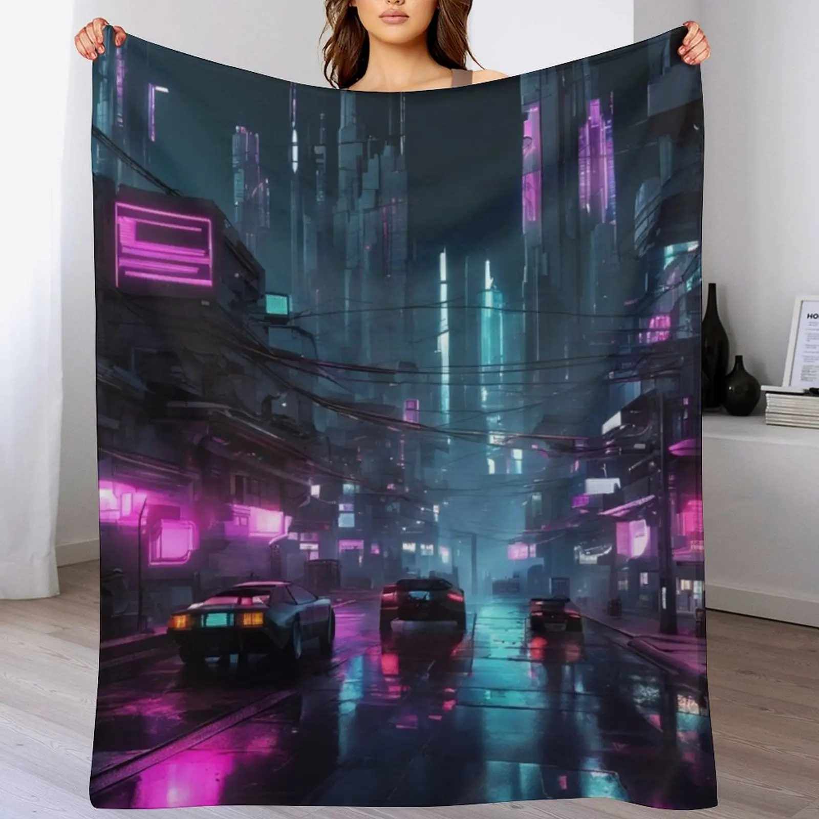 

Cyberpunk Night City Art #6 Throw Blanket Furrys Luxury Brand Comforter Blankets