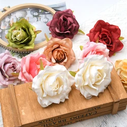 30pcs/7cm Artificial White Rose Silk Flower Heads For Wedding Decoration DIY Wreath Gift Box Scrapbooking Craft Fake Flowers