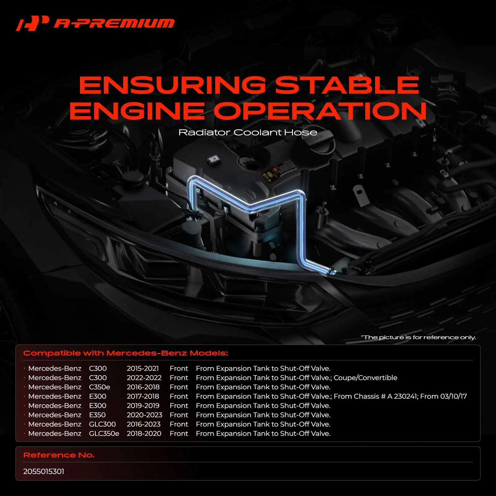 A-Premium Front Engine Coolant Air Bleed Pipe for Mercedes-Benz C300 2015-2022 C350e 2016-2018 E300 2017-2019 E350 2020-2023