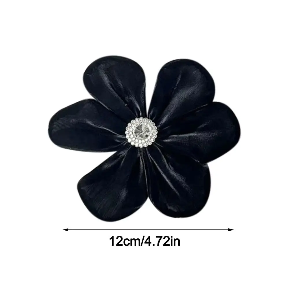 Jewelry Accessories 12CM Collar Flower Rhinestone DIY Sew Flower Brooch Pins Satin Flower Handmade Lapel Pins