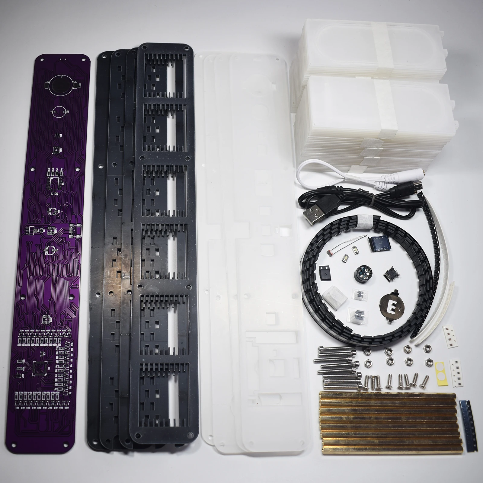 【Versão maior】Carvão mais grande Analógico Nixie Tube Relógio Rainbow LED Full-Color Music Spectrum DIY DS3231 Desktop Watch Kit