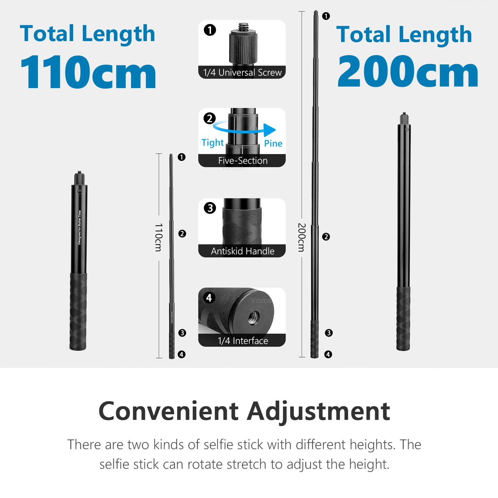 Vamson for Insta360 One X3 Motorcycle 3rd Person View Invisible Selfie Stick Handlebar Clamp Mount for Insta 360 X2 GoPro Camera