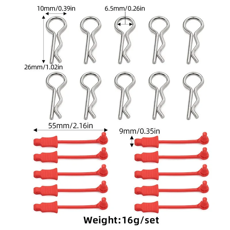 

10Pcs Upgrade Body Clip Retainer 1/7 1/8 Body Shell Post Column Mount Clips Parts Bent Springy R Pins For Arrma RC Car