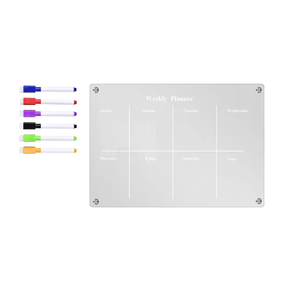 Keep Your Schedule in Check Transparent Fridge Magnet Sticker Calendar Board Scratch Free Removal Includes 6 Pens