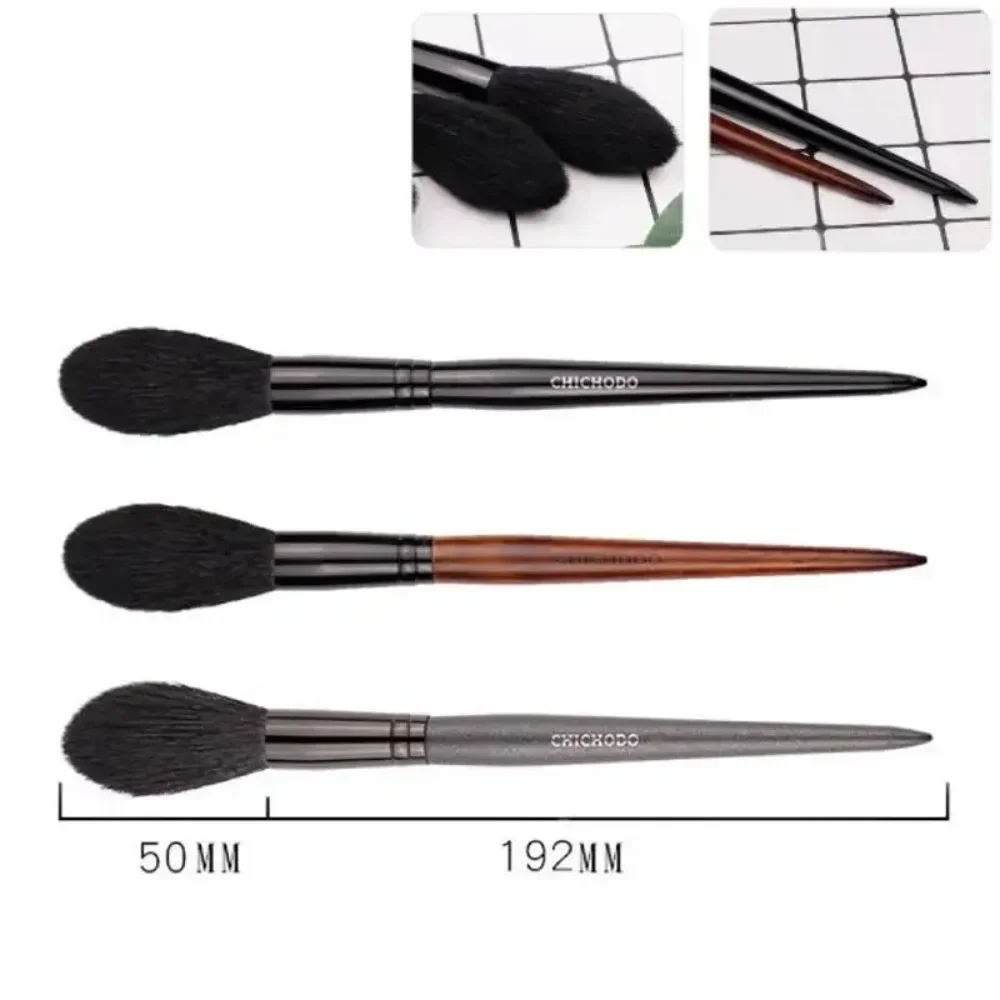 Profissional cabelo de cabra rosto maquiagem iluminador mistura escova alça longa blush escova corretivo escova beleza maquiagem ferramentas