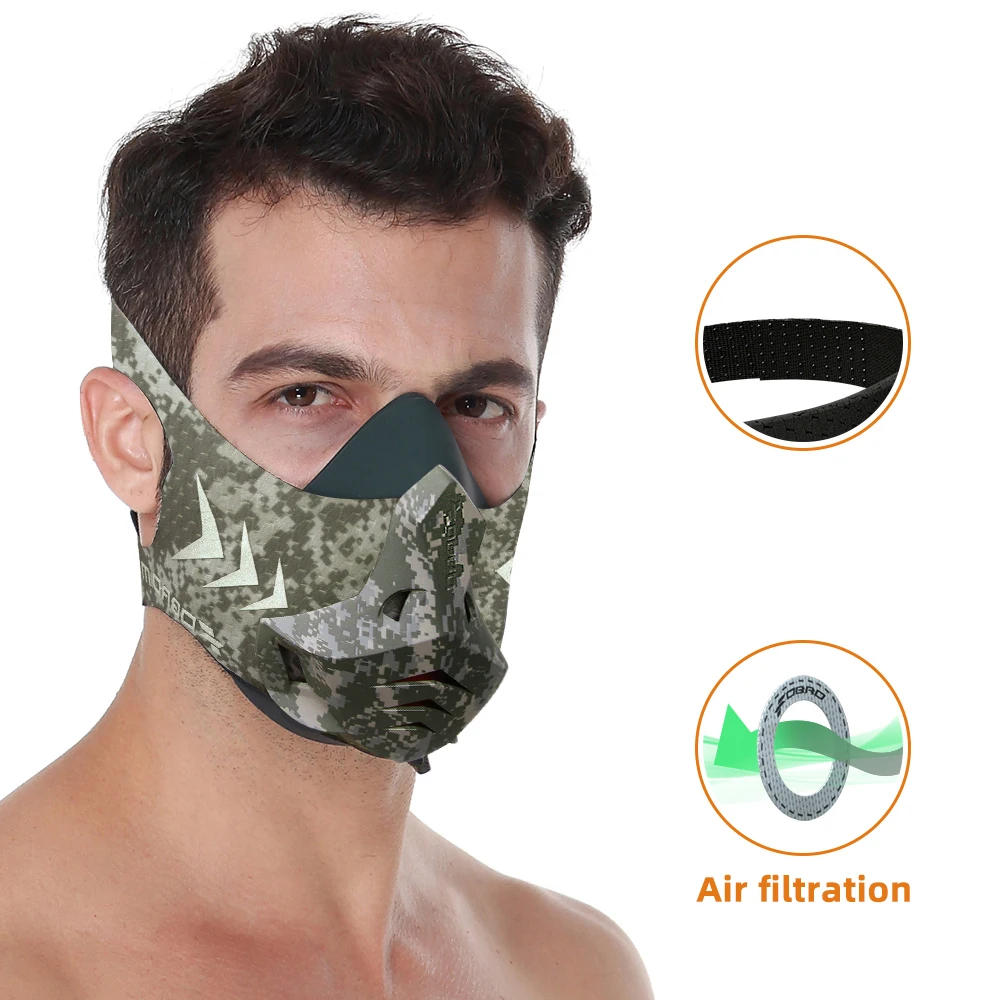 

FDBRO Sport Elevation Running Fitness Cycling Elevation High Altitude Training Filter Camo Sports Masks Gym Workout Cardio Mask