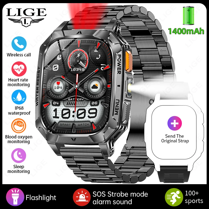 Durable Smartwatch with 1400mAh Battery and IP68 Waterproof