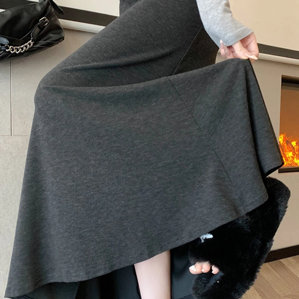 

Повседневная юбка на весну и лето, женский комплект трапециевидной формы с запахом на бедрах, черная элегантная трикотажная юбка, удобная посадка, обычная длина