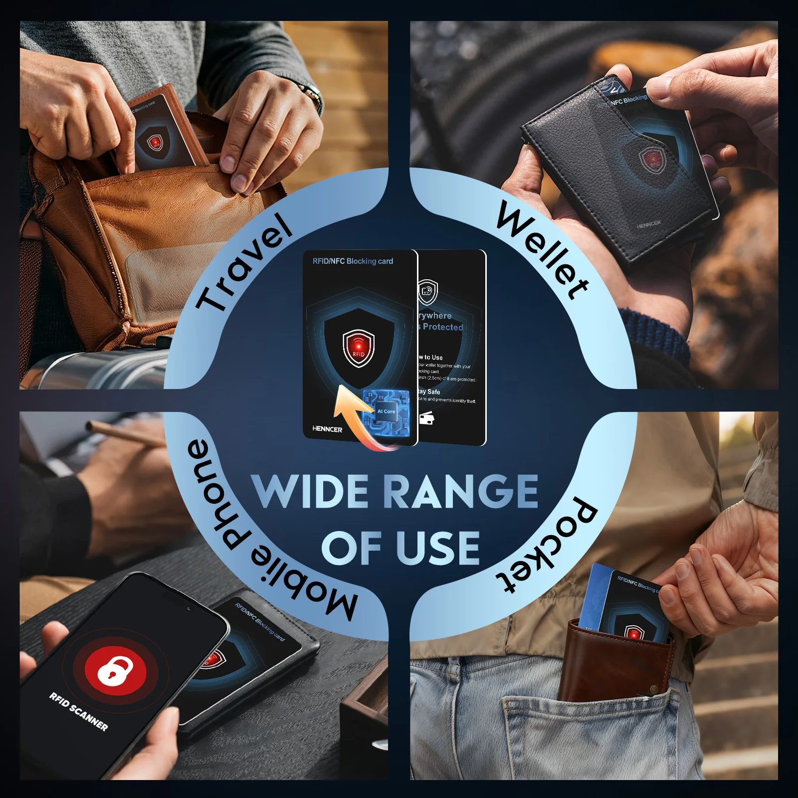 مجموعة بطاقات حجب RFID من الجيل الجديد مع محفظة بطاقة الائتمان NFC ذات الضوء الأحمر تحمي واقي بطاقة الائتمان رفيع للغاية