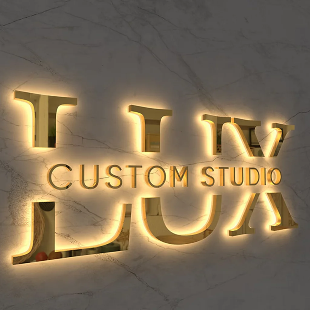 

3D Metal Sign Backlit, Office Logo Sign Backlit, Outdoor Sign, Custom Business Led Light, 3D Logo Sign, Led Illuminated Sign