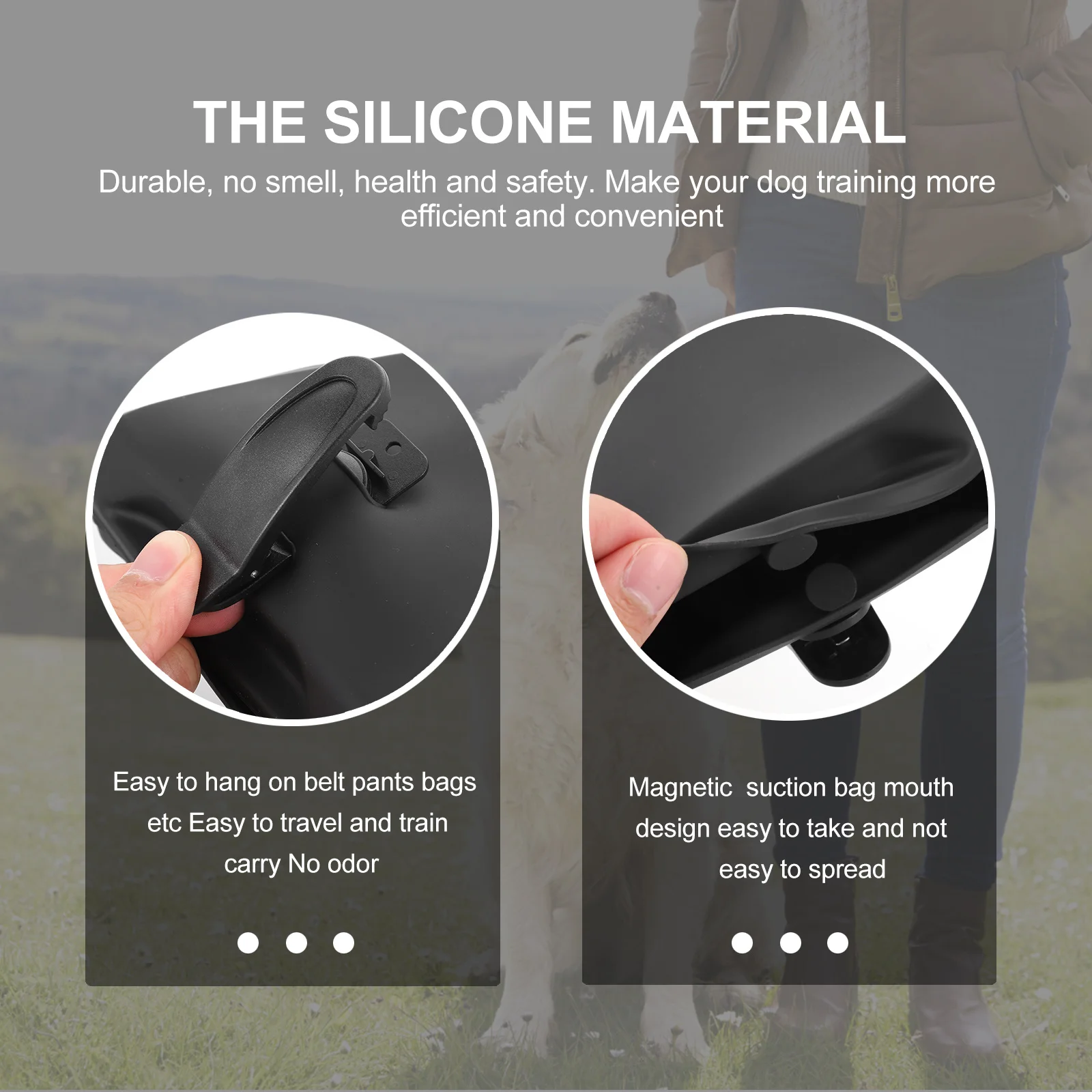 

Silicone Dog Snack Bag Durable No Smell Healthy Safe Large Opening Flexible Material Easy Clean Dry Outdoor Training Travel