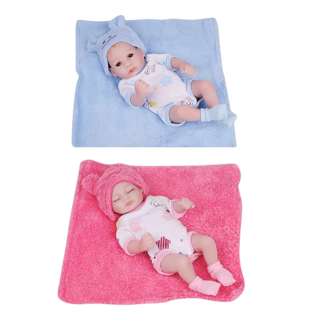 

Toddlers Reborn Doll with Cute Clothes Hat and Carpet, friendly Silicone 11