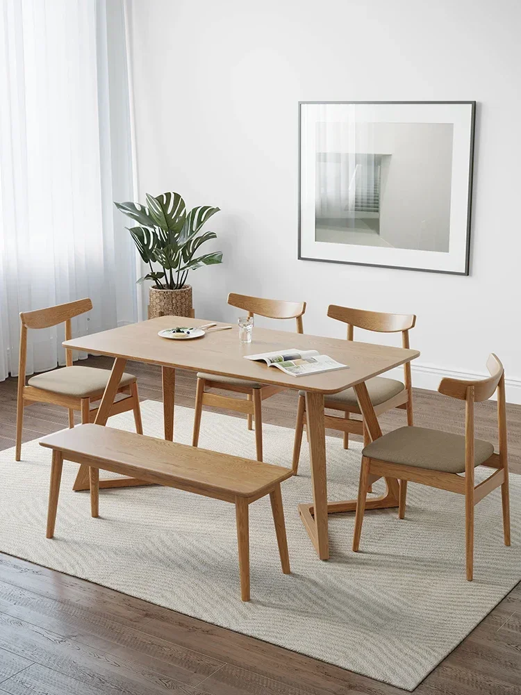 

Nordic Creative Solid Oak Dining Chair, Modern and Minimalist Soft Bag Fabric Chair, Japanese Leisure Chair