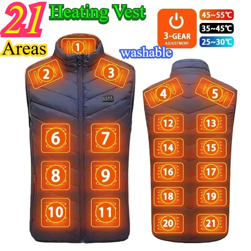 

COMXZ 2025 Featuring 21-Zone Heating Vest USB Electric Warming Smart Down Cotton Blend Construction Outdoor Sport Jacket