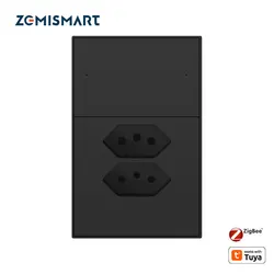 Zemismart Zigbee 10A 20A Two Brazil Socket Works with Tuya 2 Poles Outlet Socket Black Support Alexa Google Home Voice Control
