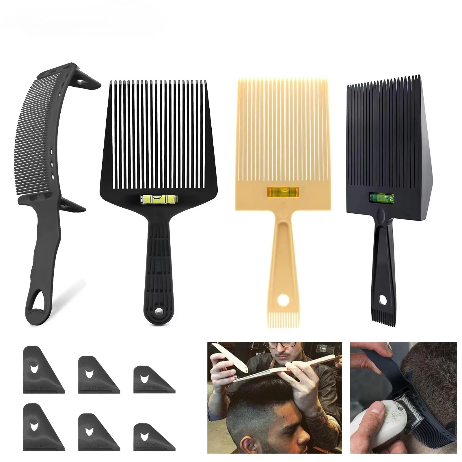 Men's Hair Cutting Positioning Comb Barber Scissor Comb Set Flat Head Hair Cutting Comb with Horizontal Barber Accessories