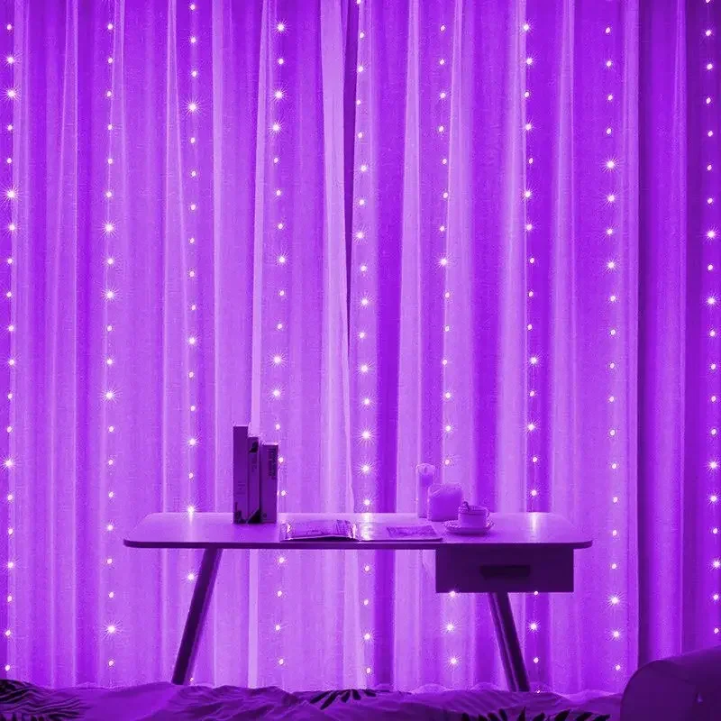 LED Fairy String Curtain Light 3/4/6M Christmas Lights 8 Mode Remote USB Festoon Christmas Decor For Home Holiday New Year Lamp