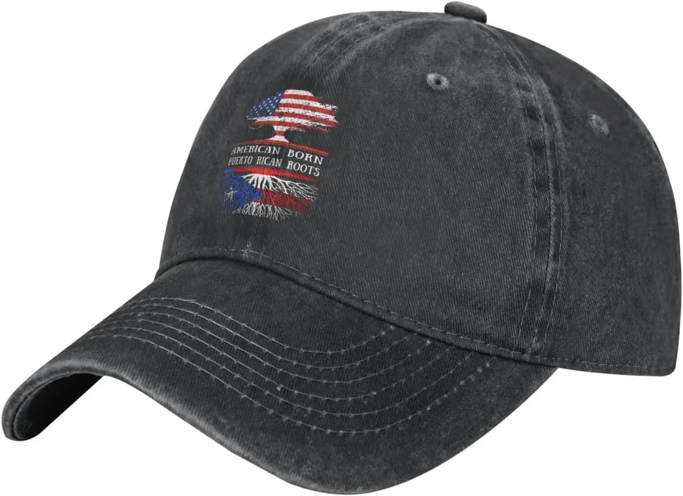 American Born Puerto Rican Rico Roots USA Flag Men Women Baseball Cap Adjustable Dad Trucker Cotton Denim Hats