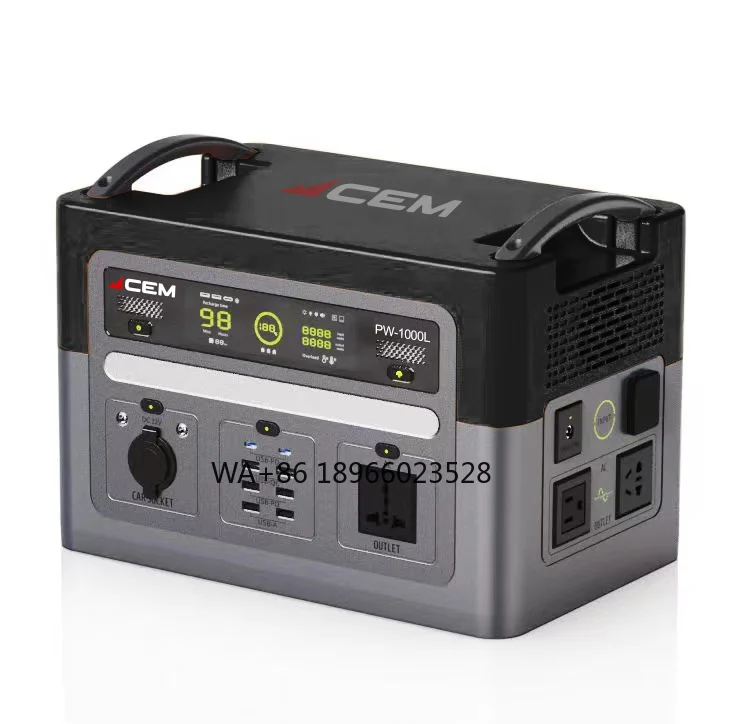 CEM PW 1000L CEM Portable Power Station Explorer 1000, 1152Wh Backup Lithium Battery, 110V/500W Pure Sine Wave AC Outlet, Solar