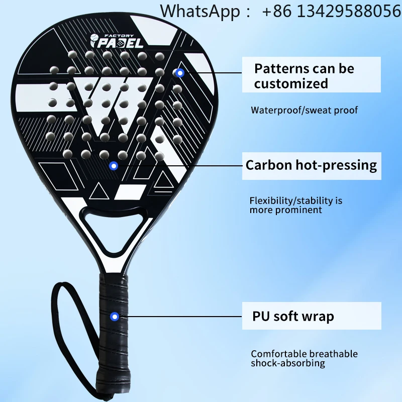 

Professional Top Brand Quality Custom Logo 3K/12K/18K Carbon Fiber Palas De Tennis Paddle Padel Racket