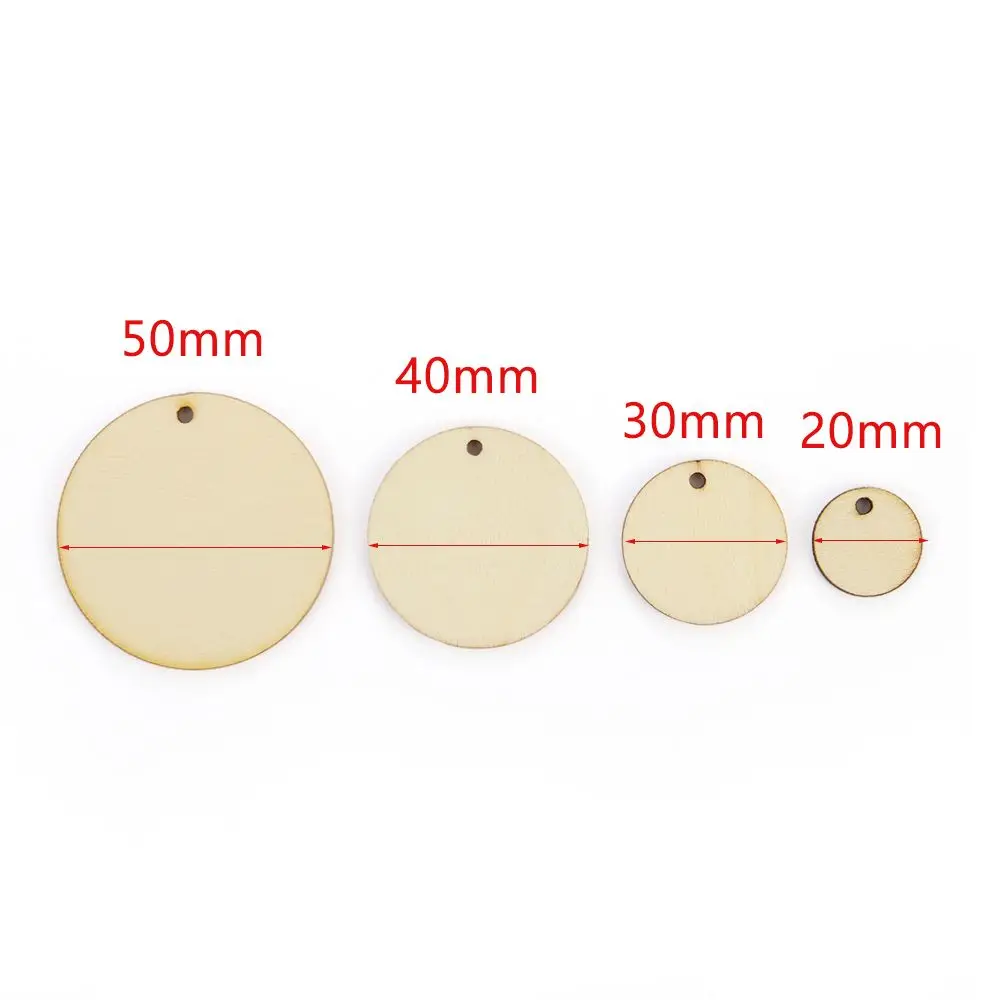 50pcs Round Shape Natural Wooden Ornament Scrapbooking Wood DIY Craft Home Decoration Handmade Wood Piece Hanging Pendant