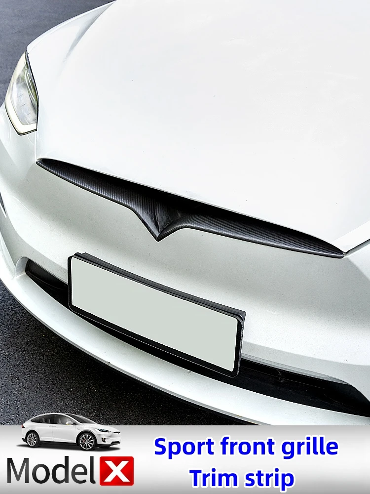 Per Tesla Model X 2023 Dry Carbon Fiber griglia anteriore Trim Strip Sticker accessori per lo stampaggio esterno automatico