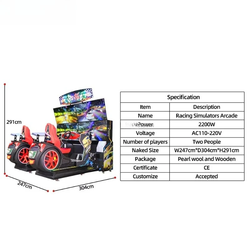 FL Wholesale Luxury 2 Player Linked Racing Simulator Arcade Driving Game Machine Coin Operated Amusement Equipment Customized
