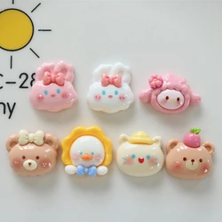 10 Pcs New Mini Cute Cartoon Bear, Rabbit Series Resin Scrapbook Diy Jewellery Hairpin Accessories Decorate Craft A78