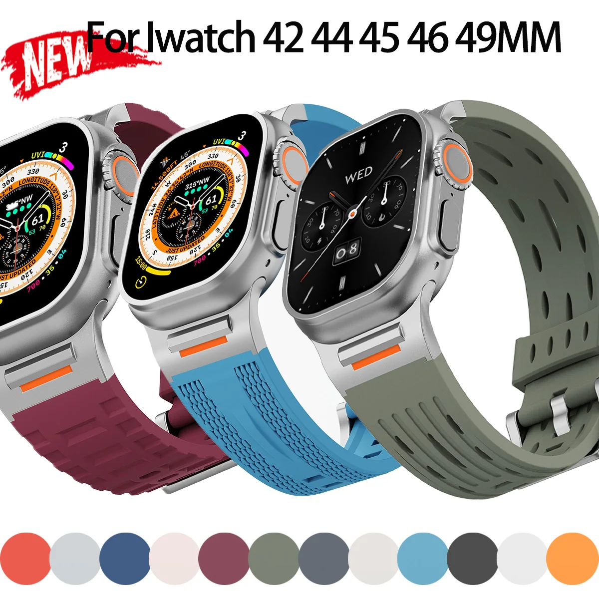 3 stil Neue Sport Band Für Iwatch Ultra 3/2 49mm 42 44 45 46mm Silikon Armband Für Apple Uhr Serie 11 10 9 8 7 6 SE3 Armband