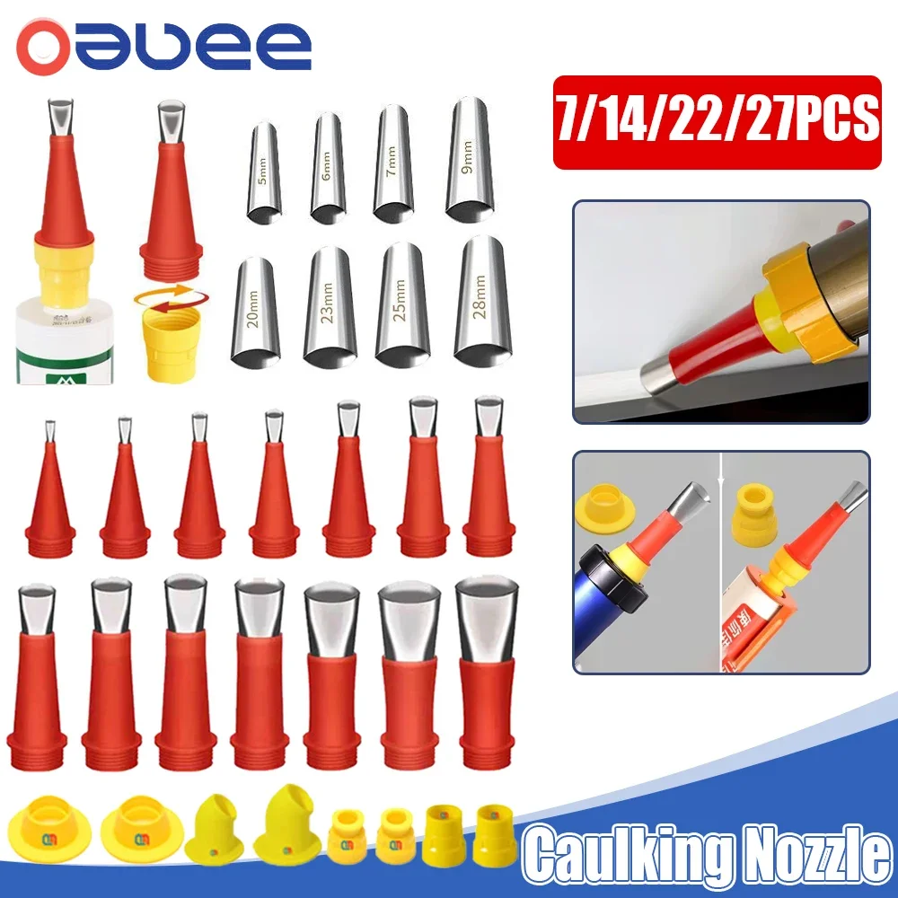 Stainless Steel Caulk Nozzle Applicator With Base Caulking Finisher Sealant Finishing   Bathroom Sink Nozzle For Adhesive Pistol