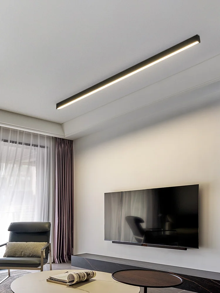 Living Room Linear Lamp Ceiling Black White Surface Mounted Dining Room Balcony Aisle Minimalist Long Strip Led for Bedroom