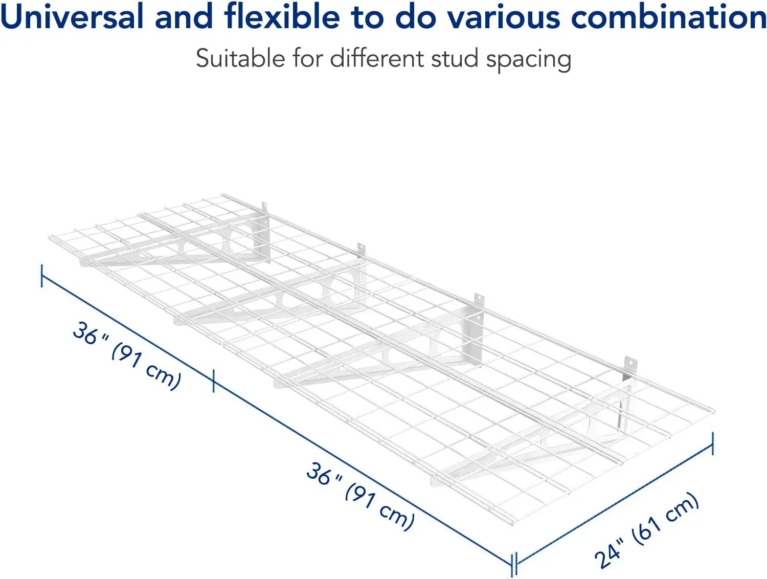 FLEXIMOUNTS Paquete de 4 estantes de pared de 24 pulgadas a 72 pulgadas, estante de almacenamiento para garaje, estantes flotantes montados en la pared, 2 x 6 pies, blanco