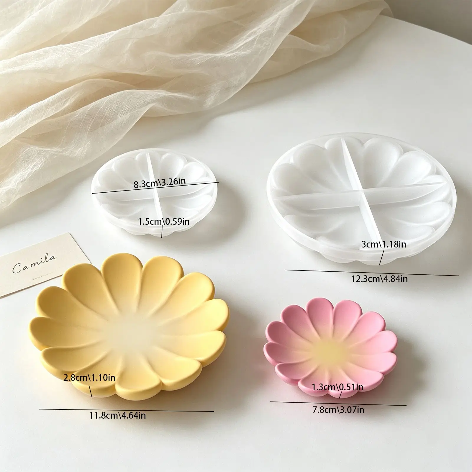 Flower Petal Tray Silicone Mold DIY Plaster Epoxy Resin Jewelry Trinket Dish Decorative Fall Thanksgiving Table Craft Supplies