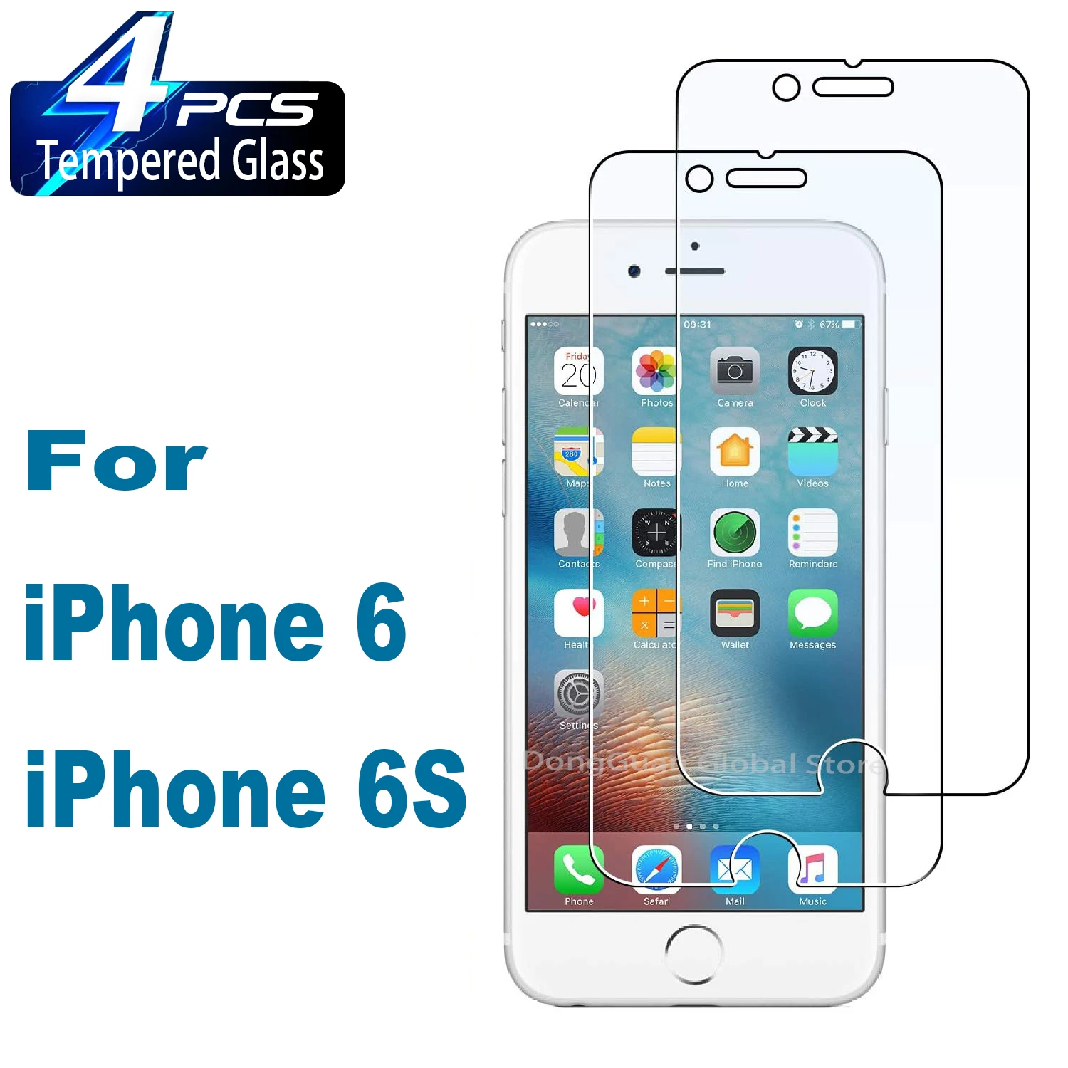 

1Pcs/4Pcs HD Tempered Glass For iPhone 6 / 6S Screen Protector Glass Film
