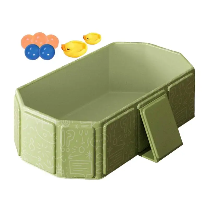 Foldable Bathtub Baby Large Toddler Bathtub Foldable Baby Tub 2 Ducks 5 Balls Portable Bathroom Pool Water Toy For Boys Girls