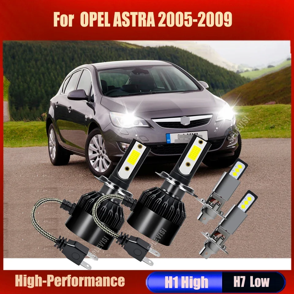 H7 H1 60W White Car LED Headlight High Low Bulbs - Perfect Compact Size compatible with OPEL ASTRA 2005 2006 2007 2008 2009