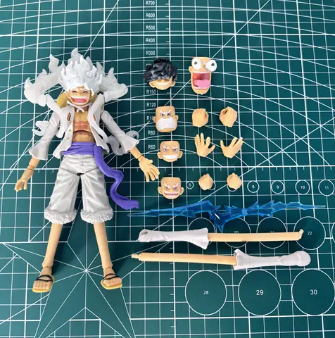One Piece Luffy Gear 5 Sun God Nika Action Figure, Anime Figure Model Ornament with Multiple Accessories