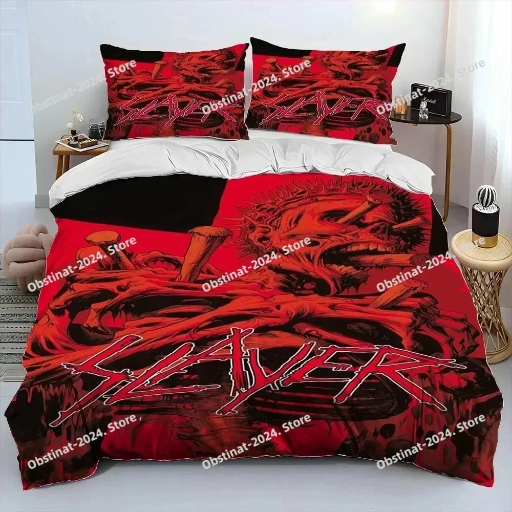 3D Slayer Heavy Metal Band Music Bedding Set Printed single Comforter Quilt Bed Duvet Cover Pillow Case 3 Pieces Kids Adult Size
