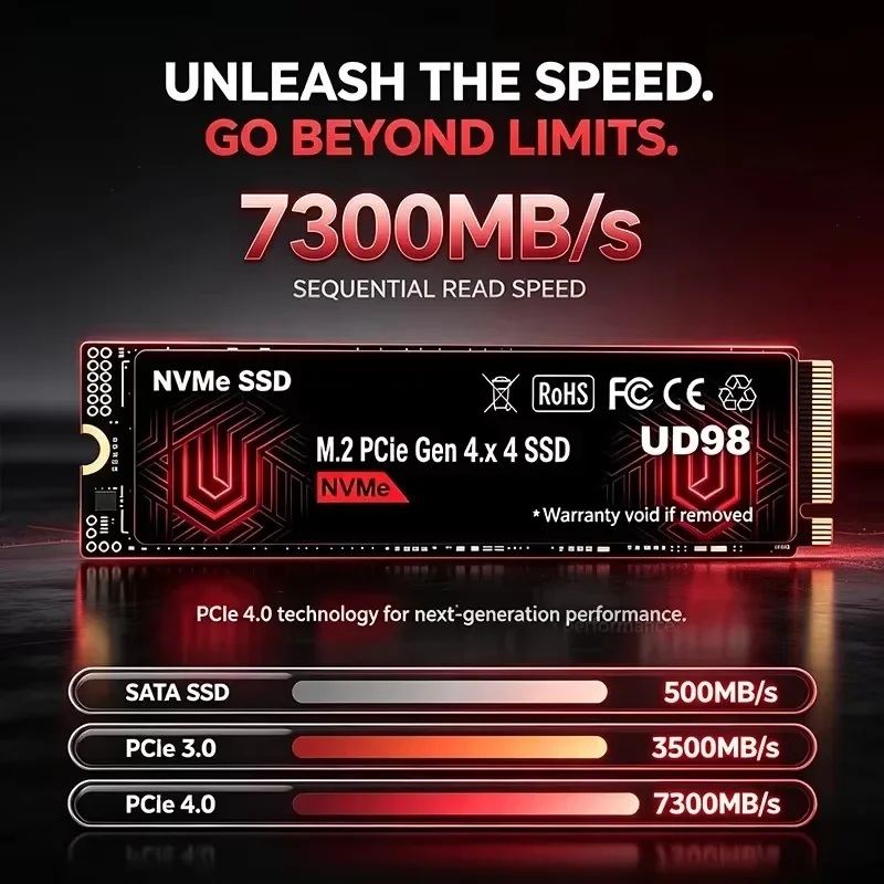 UD98 NVMe SSD PCIe Gen4.0 X4 M.2 2280 Up to 7300MB/s TLC 3D NAND Internal Solid State Drive 500GB 1TB 2TB 4TB Desktop PC Gaming