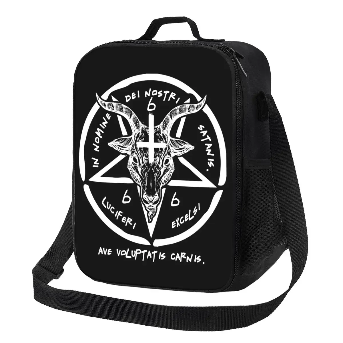 

666 Baphomet Thermal Insulated Lunch Bag Sigil Of Satan Knights Templar Portable Lunch Tote for Bento Food Box