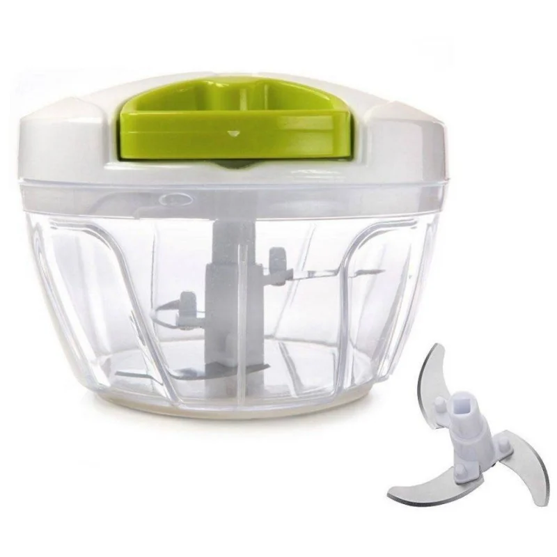 Mini Manual Food Shredder Processor 400ml With 3 Blades Curves-Practical