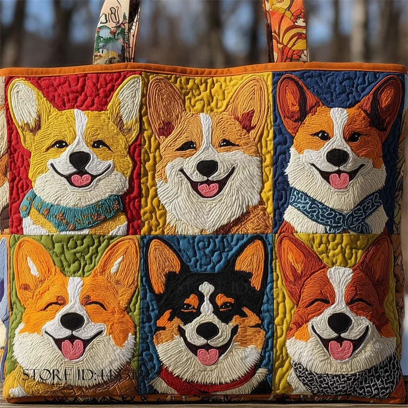 Trendy 3D Printed Dog Handbag Women's Shoulder Bag Shopping Bag Large Capacity Quilted Casual Travel Bag Personalized Gifts