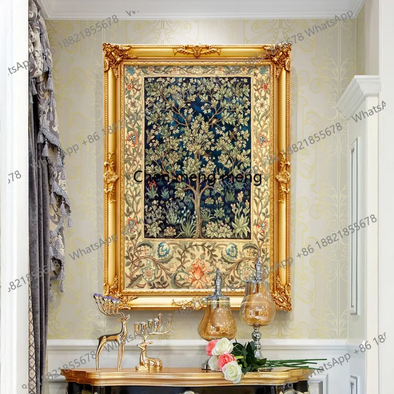 Entrance decoration, fortune tree, hanging painting, living room sofa background with framed mural